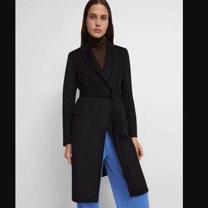 NWOT Theory Belted Coat in Double-Face Wool-Cashmere Black